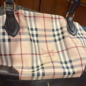Burberry Beige and Black Plaid Satchel